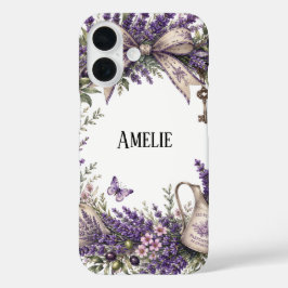 personalisiertes vintage-lavendel-kranz-iphone-16- iPhone 16 hülle