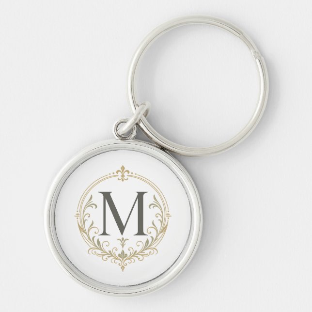 personalisiertes vintage Monogramm Schlüsselanhänger (Vorne)
