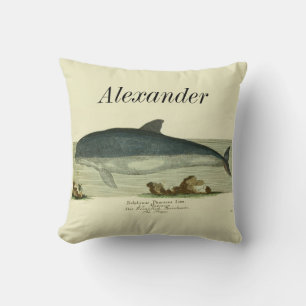 Personalisiertes Vintage-Nautik-Wal-Aquarell Kissen