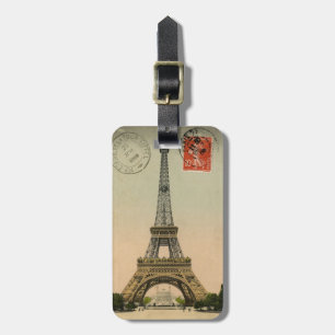 Personalisiertes Vintage-Paris-Postkarten-Gepäckan Gepäckanhänger