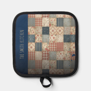 Personalisiertes vintage Patchwork-Familienküche Topflappen