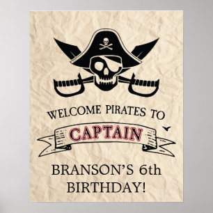 Personalisiertes Vintage-Piraten-Schiff-Geburtstag Poster