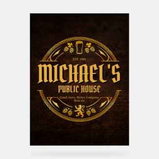 Personalisiertes Vintage-Pub-Heimbarschild aus Acr Acrylschild