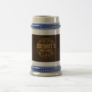 Personalisiertes Vintage-Pub-Schild aus rustikalem Bierglas