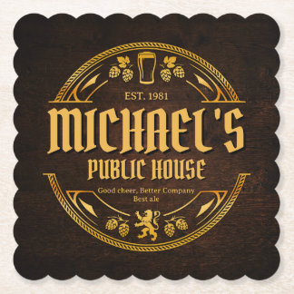 Personalisiertes Vintage-Pub-Schild aus rustikalem Untersetzer