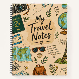 Personalisiertes Vintage-Reiseheft Spiralblock Notizbuch