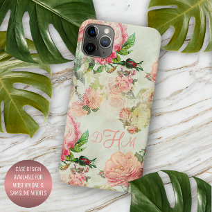 Personalisiertes Vintage-Rosa-Blumenrosenmuster Case-Mate iPhone Hülle