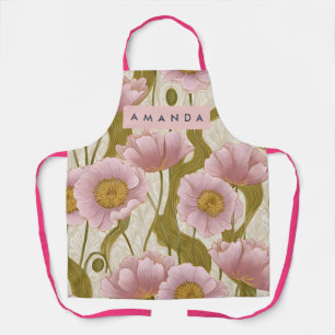 Personalisiertes Vintage-Rosa-Mohn-Blumen-Design Schürze