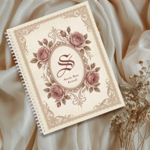 Personalisiertes Vintage-Rosen-Monogramm-Notizbuch