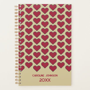 Personalisiertes Vintage-Rot-Herz-Muster Planer