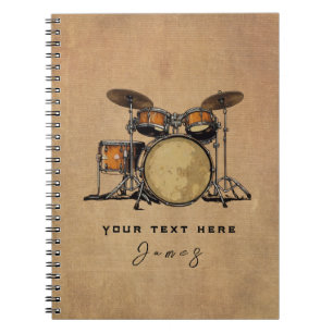 Personalisiertes Vintage-Schlagzeug-Set Musik-Schl Notizblock