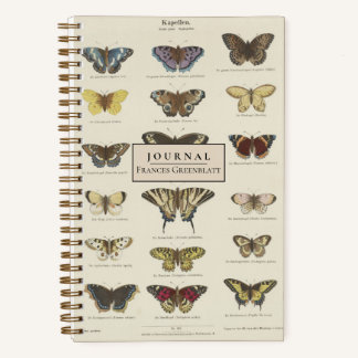 Personalisiertes Vintage-Schmetterlinge-Journal Notizbuch