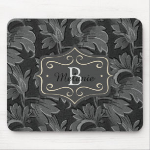Personalisiertes Vintage Schwarz-Weiß-Blattmuster Mousepad