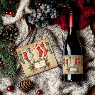 Personalisiertes Vintage-Weihnachts-Sektetikett