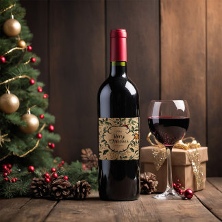 Personalisiertes Vintage-Weinlabel für Weihnachten Weinetikett