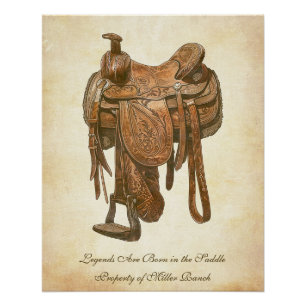 Personalisiertes Vintage-Western-Sattel-Poster Poster