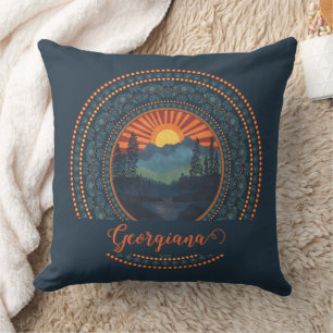 Personalisiertes Vintage-Wilderness-Sonnenuntergan Kissen