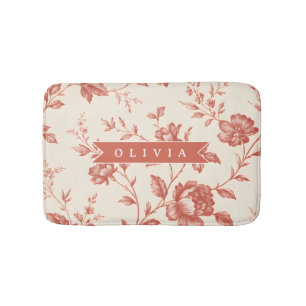 Personalisiertes vintage zartes florales Toile-Des Badematte