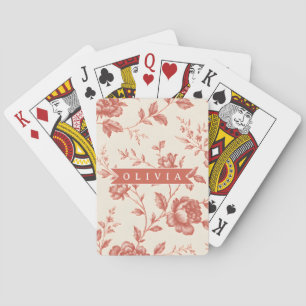 Personalisiertes vintage zartes florales Toile-Des Spielkarten
