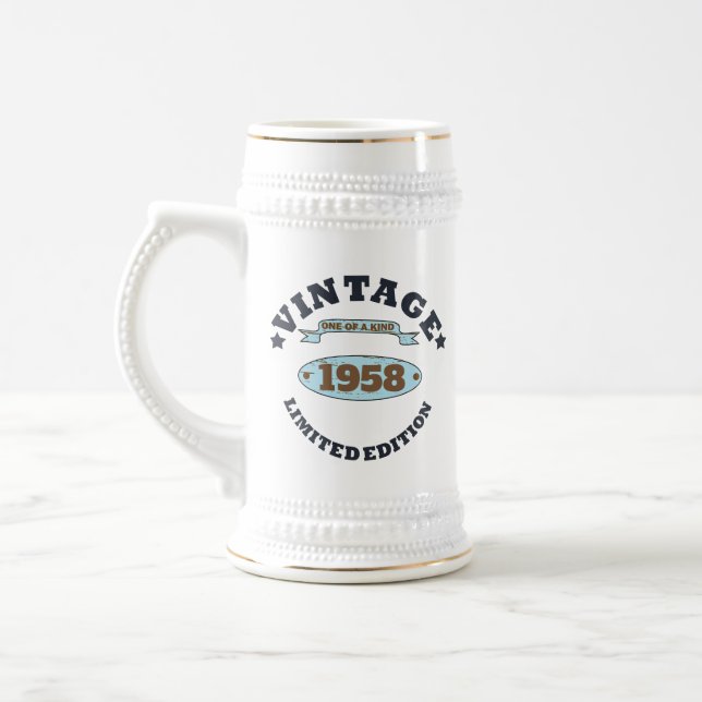 Personalisiertes Vintages 65. Geburtstagsgeschenk Bierglas (Links)