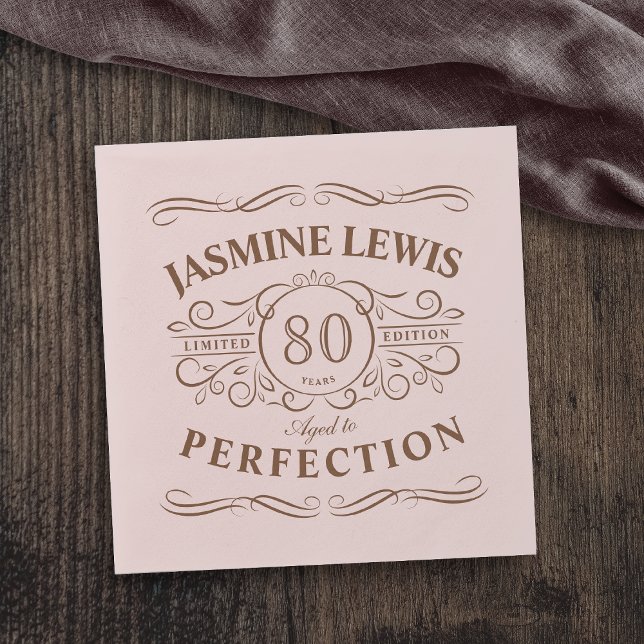 Personalisiertes Vintages Alter bis Perfektion Geb Serviette (Personalized Vintage Aged To Perfection birthday pink Napkins)