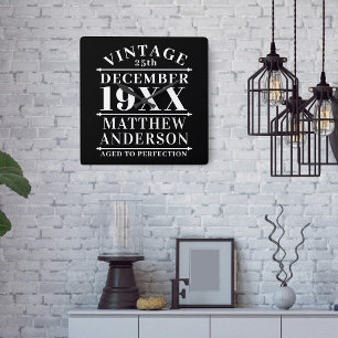 Personalisiertes Vintages Alter bis zur Perfektion Quadratische Wanduhr