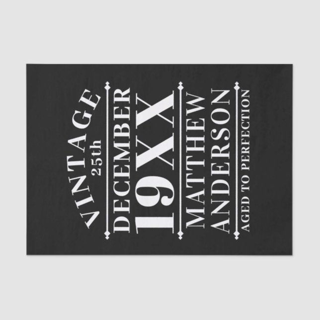 Personalisiertes Vintages Alter bis zur Perfektion Seidenpapier (Vorderseite)