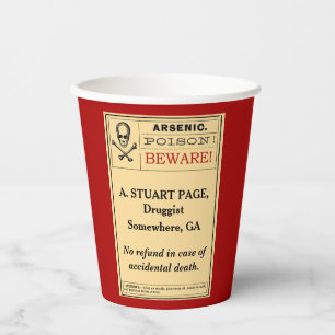 Personalisiertes Vintages Arsen-Label Rot Pappbecher