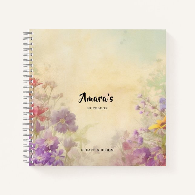 Personalisiertes Vintages BlumengussNotebook Notizbuch (Vorderseite)