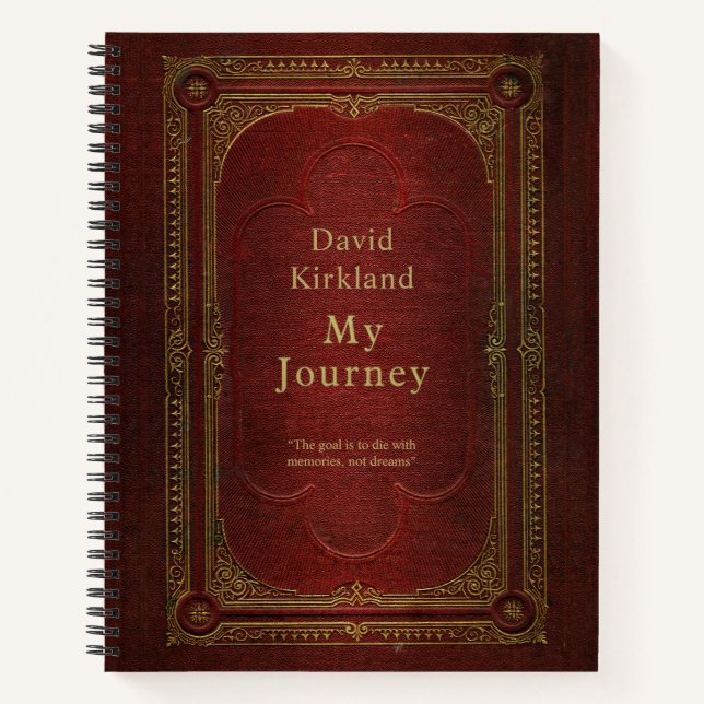 Personalisiertes Vintages Buchreisejournal Notizbuch (Vorderseite)