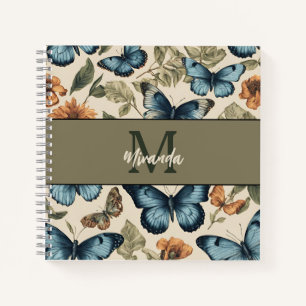 Personalisiertes Vintages Butterfly-Monogramm-Sket Notizbuch