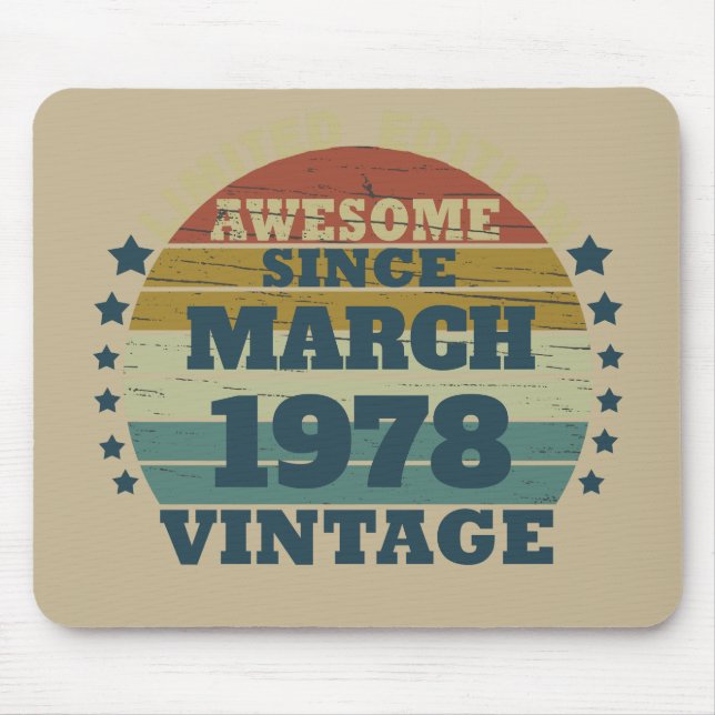 Personalisiertes Vintages Geburtstagsgeschenk Mousepad (Vorne)