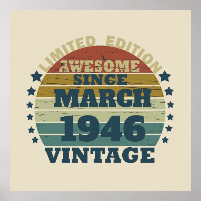 Personalisiertes Vintages Geburtstagsgeschenk Poster (Vorne)