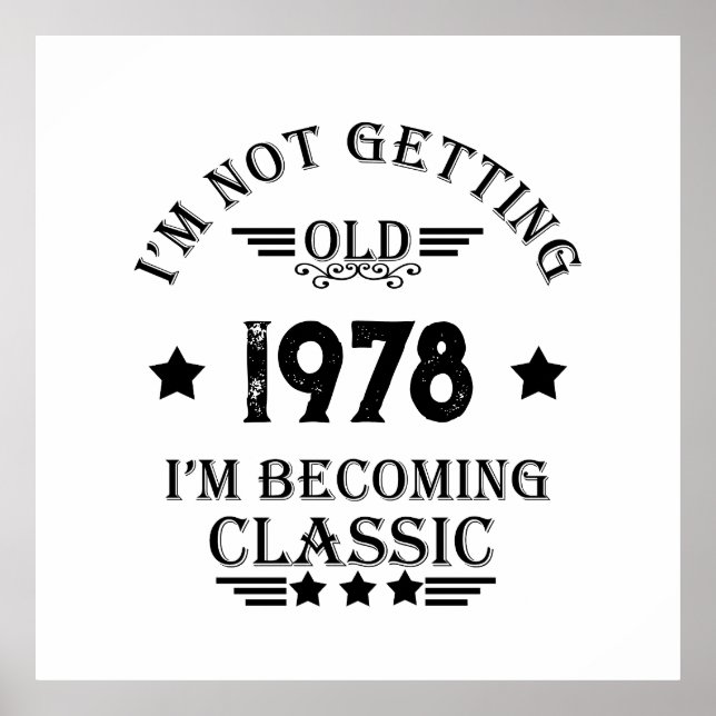 Personalisiertes Vintages Geburtstagsgeschenk schw Poster (Vorne)