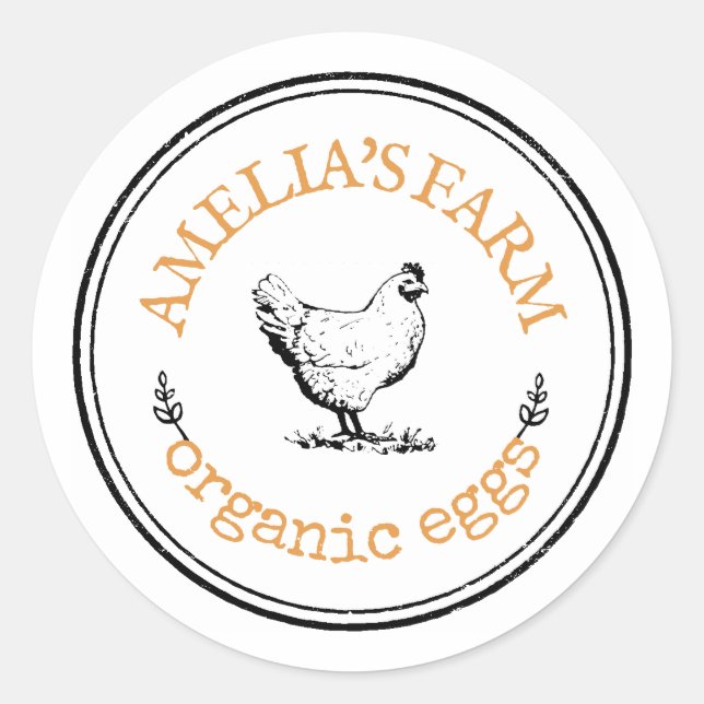 Personalisiertes Vintages Hühnereier Runder Aufkleber (Vorderseite)