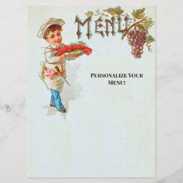 Personalisiertes Vintages Hummer-Dinner-Menü Menükarte