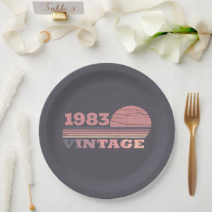 Personalisiertes Vintages Party 40. Geburtstag Pappteller