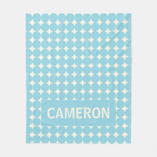 Personalisiertes Vintages Polka Dots Light Blue Ki Fleecedecke (Vorderseite)