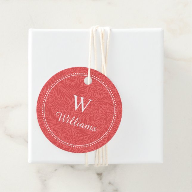 Personalisiertes Vintages Red Larkspur Blume Muste Geschenkanhänger (Beispiel)