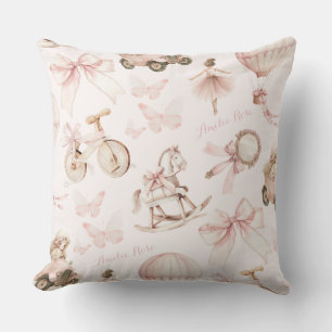 Personalisiertes Vintages rosa Kinderzimmer Kissen