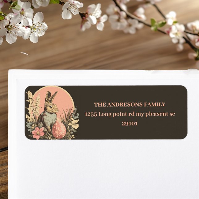 Personalisiertes Vintages Schwarz & Rosa Bunny mit (Von Creator hochgeladen)