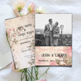 personalisiertes Vintages Shabby Chic rosa Save The Date