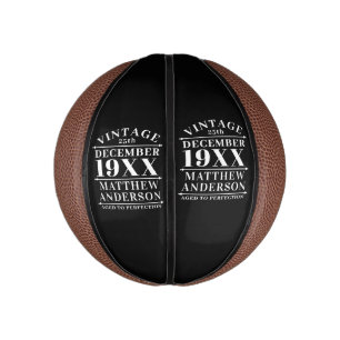 Personalisiertes Vintages Zeitalter bis Perfektion Mini Basketball