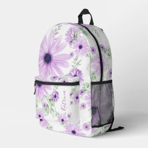 Personalisiertes Violett Grün, Aquarellfarben Blum Bedruckter Rucksack