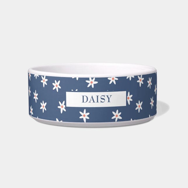 Personalisiertes Violett und weißes Daisy-Muster Napf (Vorderseite)
