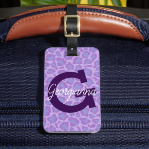 Personalisiertes violettes Leoparden-Gepäckanhänge Gepäckanhänger