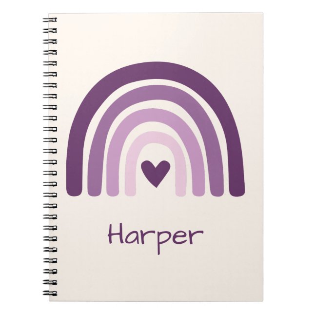 Personalisiertes violettes Regenbogen-Monogramm Notizblock (Vorderseite)