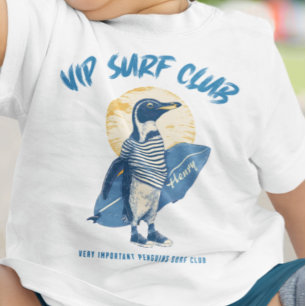 Personalisiertes VIP Surf Club Pinguin Individuell Baby T-shirt