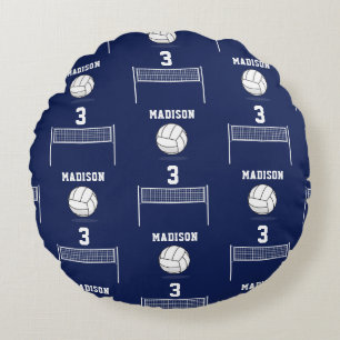 Personalisiertes Volleyball-Ball & Net-Muster Rundes Kissen