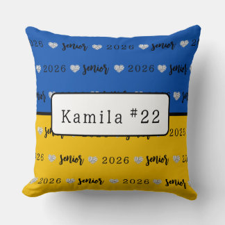 Personalisiertes Volleyball Senior Blau und Gelb Kissen